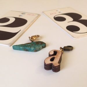 Anthropologie Charms Stone Bird & Wooden Letter A